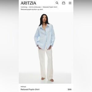 NWT! Aritzia Wilfred Free Women’s M Light Blue Poplin Button Down